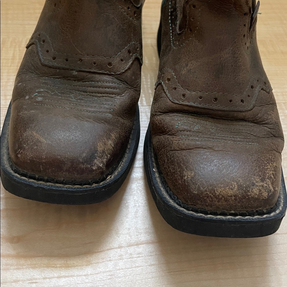 Justin Gypsy women's brown leather turquoise stitching rubber sole 7.5B - Picture 5 of 10